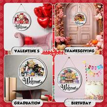 Yousoontic 17 Pcs 12 Inch Magnetic Welcome Door Sign Interchangeable Front Door Decor Rustic Fall Seasonal Hanging Sign Halloween Christmas Decor For Home Warming Gift(Classic Color,Welcome) - Classic Color - View 5