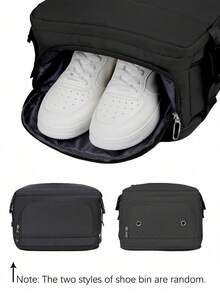 1pc Large Capacity Backpack With Shoe Compartment, Casual Backpack With Charging Port, Portable Laptop Backpack For Hiking, Trekking, Outdoor, Sports, Students Bags For Holiday - Black - View 8
