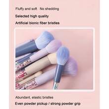 طقم فرش مكياج جديد لموسم العودة إلى المدرسة - 5 قطع، مقبض لؤلؤي ملون، شعيرات ناعمة، يشمل فرشاة البودرة وفرشاة ظلال العيون وفرشاة البرايتنر وفرشاة الكونسيلر، طقم مكياج كامل