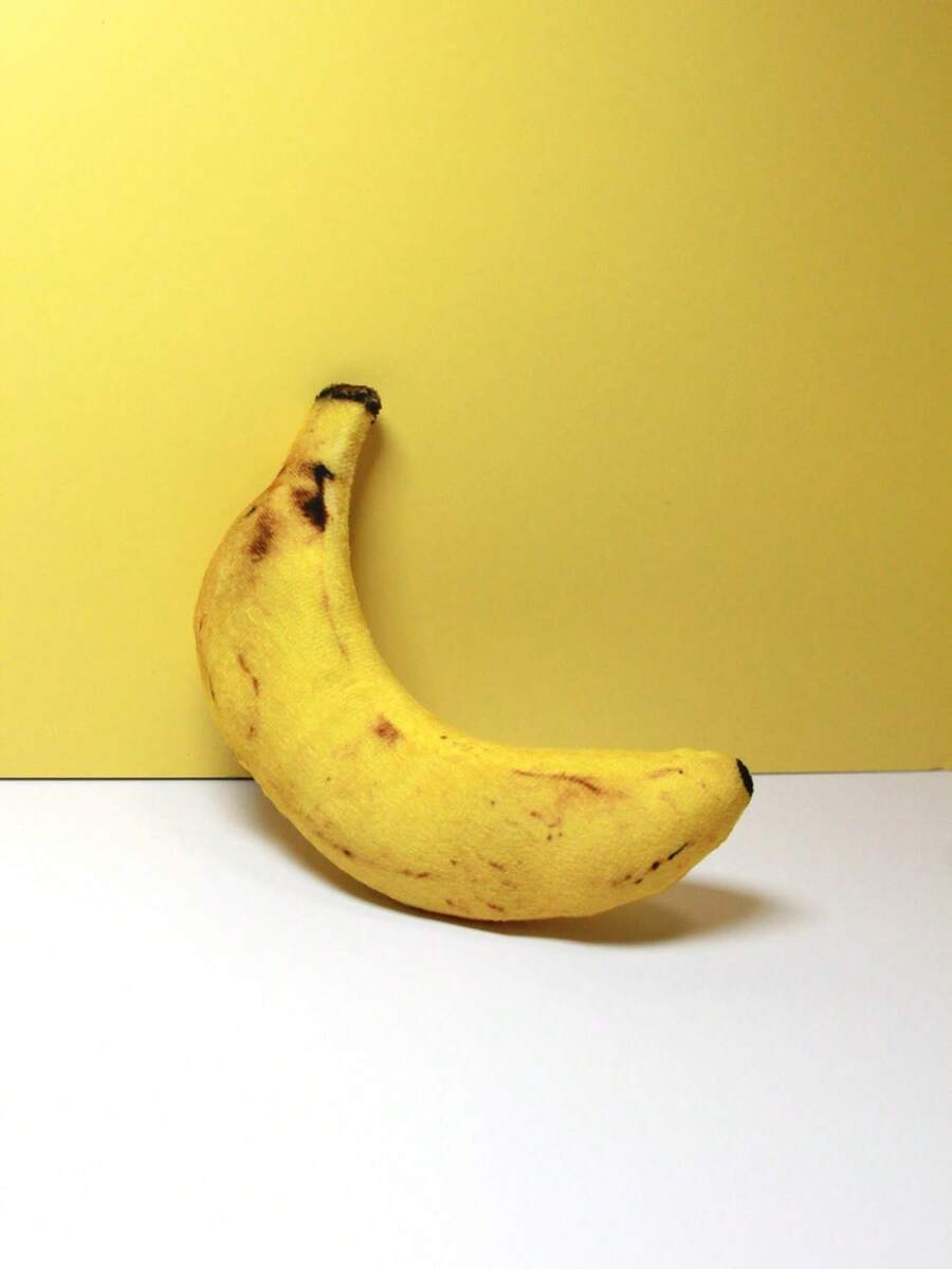 1pc Realistic Plush Banana Pet Toy With Sound, Suitable For Cats And Dogs, Can Be Used For Companionship And Play - Yellow - View 1