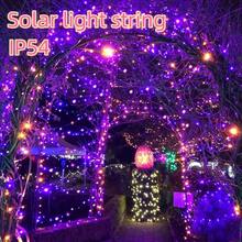30/100 Luces LED solares para Halloween, 8 modos, naranja, morado, naranja-morado, adecuadas para exteriores, jardín, fiesta de Halloween, árbol, boda, decoración de jardín, Halloween, Navidad - Cadena de luces solares desnudas - Ver 2