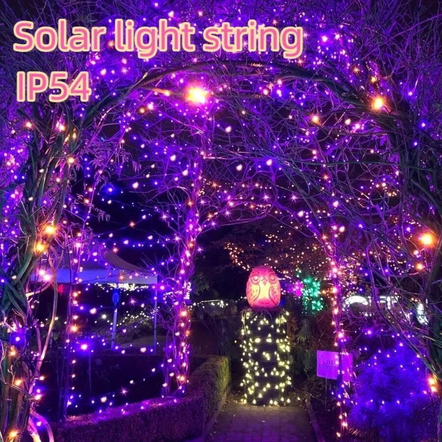 30/100 Luces LED solares para Halloween, 8 modos, naranja, morado, naranja-morado, adecuadas para exteriores, jardín, fiesta de Halloween, árbol, boda, decoración de jardín, Halloween, Navidad