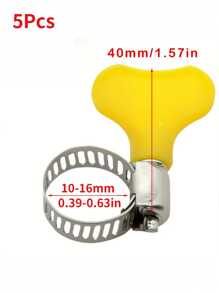 5/10 pièces Kit de colliers de serrage en acier inoxydable, disponible dans les tailles : 10-16 mm, 13-19 mm, 19-29 mm, 25-38 mm, collier avec vis à oreilles et poignée en plastique jaune, conception à boulon en T et à vis sans fin, collier sécurisé pour la plomberie et l'automobile, métal, en forme d'anneau, accessoires industriels et scientifiques pour l'hydraulique, la pneumatique et les tuyaux d'eau