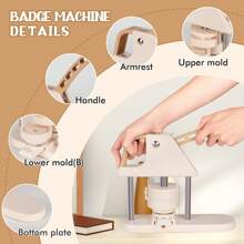 3 In 1 DIY Pin Button Maker Machine 25/32/58mm Badge Press Machine With 300pcs Button Parts - Beige - View 2