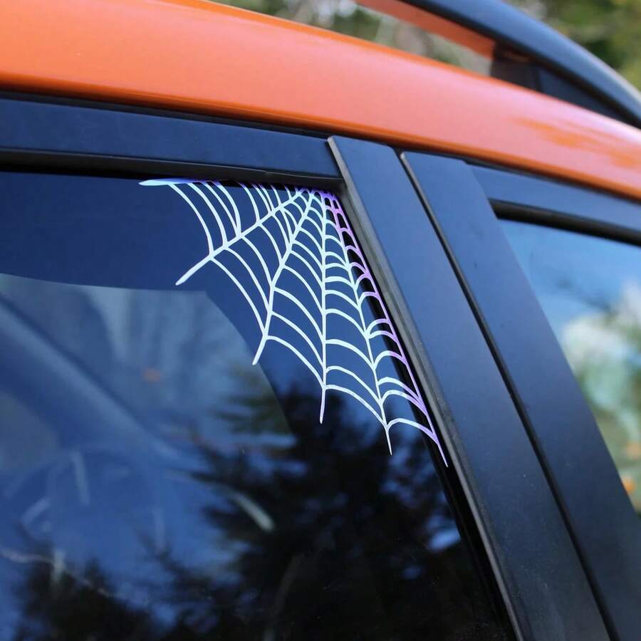 蜘蛛网汽车贴纸/哥特式汽车零件/万圣节汽车贴纸/恐怖美学/哥特式镜子贴纸/乙烯基贴纸/多种颜色！ - 均碼 - 查看 1