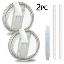 2pcs/SET, Upgrade 40oz H2.0 Tumbler Flip Straw Leak Proof Lid, Reusable Removable Replacement No Spill Proof & Splash Resistant Mug Detachable Lid Cover Topper For Cup Accessories, (1set Includes 2pcs Lids, 2pcs Straws, 1pc Brush, 1pc Wrench) - Nhiều màu - Xem 3