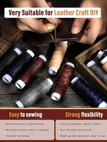 1 Roll Round Waxed Thread 0.55/0.8 Mm 54 Yards, Leather Thread Wax String For Sewing, Stitching, Bookbinding, Bracelet, Braiding,50m