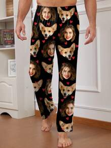 Customized Men's Pajama Pants With Unique And Interesting Designs Such As Portrait Photos, Couple Faces, Pets, Cartoons, And Holiday Themes, Fall, Winter,New Year's Eve Outfit - Multicolor - View 5