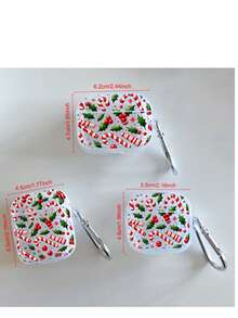 1ps Christmas Style Candy Cane Print Clear Earphone Case Compatible With Apple - Multicolor - View 7