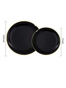 一套25个黑金圆形蛋糕甜点板，包含（7.5英寸/10.25英寸的侧托盘）和高品质水果沙拉板，可重复使用且易于清洁。非常适合婚礼、情人节、生日和节日派对。 - 彩色 - 查看 18