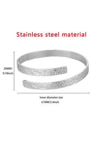 1pc Minimalist Textured Wrap-Around Bangle Bracelet, Iron Material, Adjustable Open Cuff, Fashionable Accessory For Men & Women - Multicolor - View 20