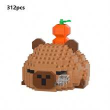 1 可爱水豚成人 14+ 积木，400+ 块，生日礼物，DIY 动物系列积木，桌面装饰，减压，缓解压力，家居收藏装饰，组装玩偶，办公桌面摆件，节日礼物，父亲节礼物，结婚礼物，婚礼装饰，毕业礼物