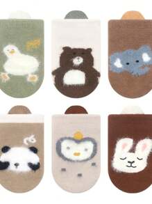 1 Pair Cute Cartoon Baby Toddler Socks, Casual Cartoon Print Flat Socks, Soft Breathable Comfortable, Suitable For Beginners