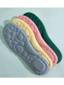 2PCS 5D Insole Women's Soft Sports Running Insole Shock Absorbing Insole Neutral Insole Breathable Foot Insole New Stretch Men's And Women's Super Soft Insole Sports Air Insole Long Standing Not Tired Foot Insole - Green - View 3