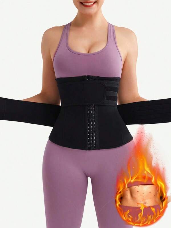 1 pieza Entrenador de cintura completo para mujer, compresión abdominal y moldeado abdominal, corsé entrenador abdominal, con gancho y ojal, faja efectiva para después del parto y cinturón para sudar, deportivo