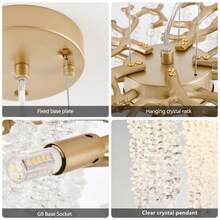 Arlgsite Modern Golden Pendant Light With Cascading Crystal Strands, Ideal For Living Room, Dining Room And Foyer, High-End Decorative Lighting Fixture (Bulb Not Included) - Vàng - Xem 7