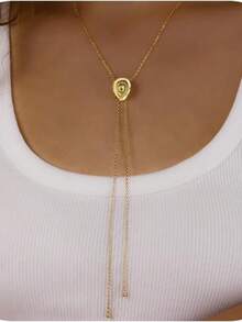 1pc Western Style Cowgirl Hat Necklace, Adjustable Long Chain Y-Necklace With Delicate Silver/Gold Bolo Tie Pendant, Fashionable Country Jewelry Gift - Y-shaped Long Necklace for Women - View 2