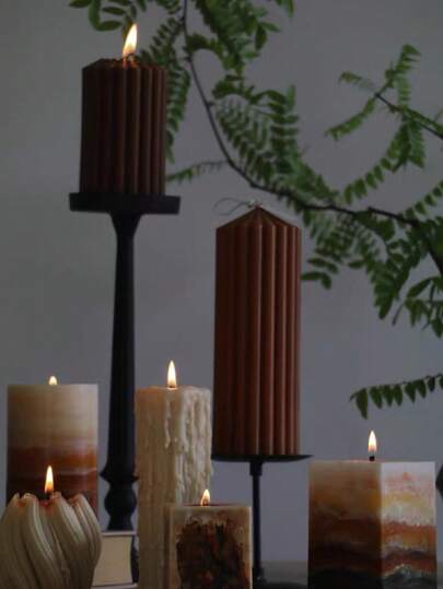Lumânare parfumată cilindrică franceză clasică maro cu vârf, ceară de soia, lumânare de casă fără fum, decor retro, ambianță, stil, decorare birou acasă, potrivită pentru cadou de ziua de naștere, decor interior, nuntă