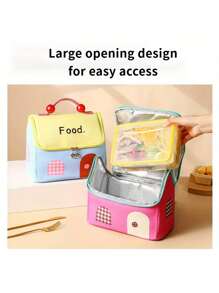 可爱的房子形状三明治包，便携式野餐保温包，容量大，内衬铝箔，美观且易于擦拭。学校包，学校配件，学校用品，女士午餐包，冷藏包，学校午餐盒