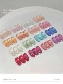 MISS SHAKA 10ml Summer Autumn Nails Halloween Nails Hot Selling Dopamine White Blue Pink Red Burst Broken Diamond Gel Nail Polish Gel 2025 New Style Super Flash Reflective Broken Diamond Nail Salon Nail Art Nail Supplies