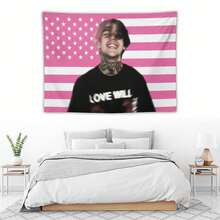 Lil Pink Peep America Flag Pink Wall Tapestry Blanket Funny Poster For College Dorm Decor Room Decoration Gift Merch - Baby Pink - View 6