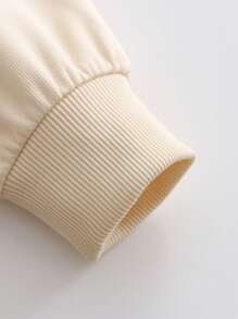 少女花卉印花运动衫，休闲长袖连帽衫，返校季，适合户外、运动、日常穿着 - 杏色 - 查看 5