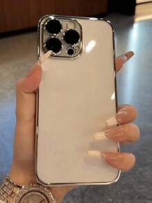 1pc Luxury Transparent Protective Case With Electroplated Glossy Surface, Built-In Glass Camera Lens, Compatible With IPhone 16/16PRO/16PLUS/16PROMAX/11/11PROMAX/12/12PRO/12PROMAX/13/13PRO/13PROMAX/14/14PRO/14PROMAX/15/15PRO/15PROMAX