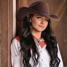 Classic Western Felt Cowboy Hat With Wide Brim For Outdoor Use - 1 Pc Style 2: Coffee - View 5