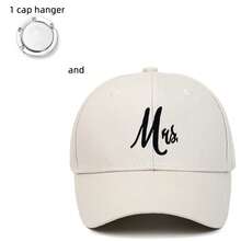 Boné de Beisebol com Top Rígido Bordado Sr. e Sra. com Logotipo em Fita, Boné de Beisebol Ajustável Bordado, Acompanha 1 Gancho de Chapéu