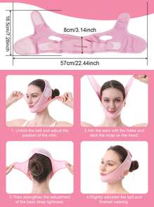 1pc Pink V-Face Shaping Mask, Lifting & Firming Chin, Breathable & Comfortable Double Lifting & Compression Face Mask