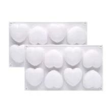 3D Silicone Molds For Chocolate, 8 Cavities Mousse Cake Mold 3D Heart Shape Silicone Dessert Bakeware Moulds For Chocolate, Mini Cake, Dessert, Pastry, Brownie Jelly Fondant, Valentine's Day Party, Home Decor, Home Gifts - White - View 9