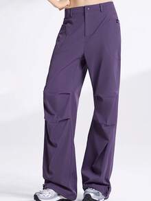 CAMEL CROWN Straight Overalls For Women, Anti-Static, Loose, Slim, Versatile, Casual, Paratrooper Trousers - Cyan Blue Purple - View 2