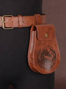 3 Peças Conjunto Cinto de Papai Noel em Couro PU Marrom com Bolsa de Cintura Vintage, Adequado para Fantasia de Natal, Pochete Cosplay