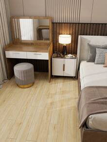 1 卷米色厚剥离粘贴地砖（厚度：0.02 英寸），防水防滑贴纸，自粘厚乙烯基地板，适用于浴室、客厅、卧室、厨房、房车，17.7 * 118 英寸地砖地砖自粘地砖剥离粘贴客厅装饰房间装饰家居装饰