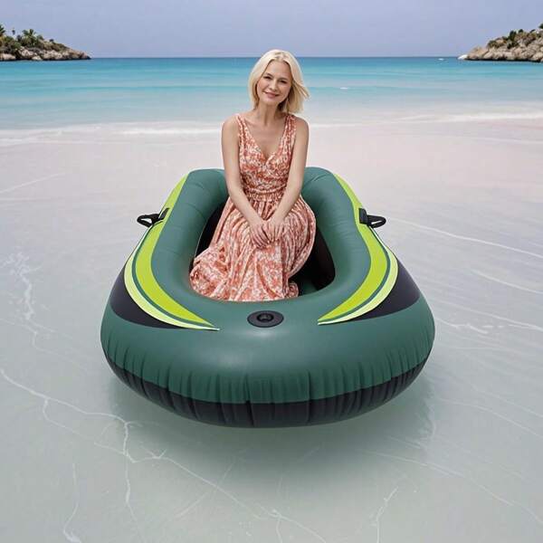 Aufblasbares Boot für Sommerwasserspaß, maximale Kapazität 90 kg/198 lbs, Einpersonen-Schlauchboot mit Luftpumpe, ohne Ruder/Paddel, nur Boot, Aufbauzeit 20 Minuten.