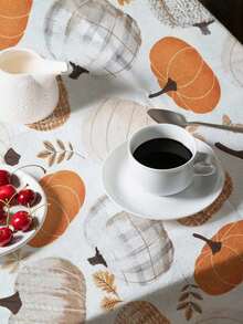 1pc Pumpkin Painting Pattern Tablecloth, Square Printed Tablecloth Suitable For Family Gatherings, Picnics, Kitchen And Dining Table Decor, Coffee Table Cover, Durable Tablecloth Mat, All-Season Home Decor Tablecloth Mat - Multicolor D - View 5