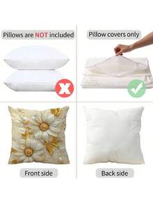 1pc Fashionable Floral & Pearl Pattern Printed Throw Pillow Cover, Home Decor Cushion Cover Without Insert, Suitable For Sofa, Living Room, Back To School, School Supplies - Multicolor - View 5