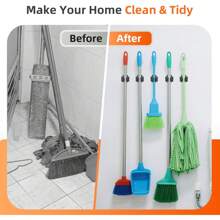 4 paquetes de soporte de escoba para montaje en pared, soporte de escoba de acero inoxidable con tornillos, soporte de montaje en pared para trapeador, estante de herramientas de jardín de montaje en pared para cocina, hogar, baño, almacenamiento de garaje