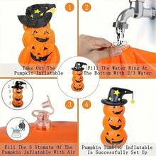 1 Set Giant Standing Orange Pumpkin, Halloween Inflatable Tumbler Decor, Outdoor Halloween Inflatable Decoration - Orange - View 3