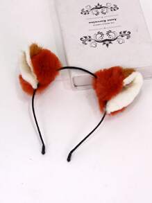1pc Women's Plush Faux Fur Fox Ear Headband, Holiday Party Costume Cosplay Hair Accessory Halloween