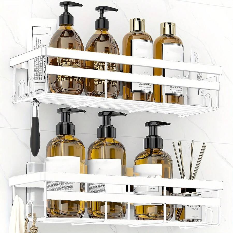 Shower Caddies 2 Pack - Adhesive Hanging Shower Shelf - Bathroom Organizers And Storage, No Drilling Stainless Shower Shelves For Home Decor, Bathroom Accessories - Màu xanh lá cây đậm - Xem 1