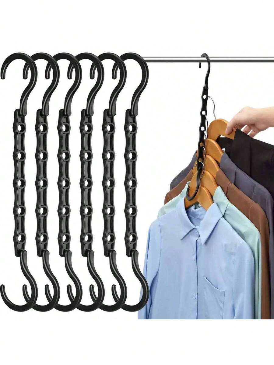 10/8/5/3/1 pieza Perchas de ropa ahorradoras de espacio, armario con múltiples ganchos, adecuado para tiendas de prendas, ahorradores de espacios, antiarrugas y almacenamiento compacto de armarios. Ropa secadora, 5 ranuras, uso vertical y horizontal, rotación de 360°, fácil operación, apto para camisetas de manga corta, vestidos, primavera, simple, Top de verano - Multicolor - Ver 1