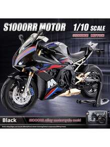 Collection 2025 - BMW S1000RR, modèle de moto en alliage moulé sous pression échelle 1:10, réplique de moto réaliste, objet de collection, jouet sonore et lumineux, décoration de maison, ornement de bureau - cadeau d'anniversaire, cadeau de Pâques, cadeau de fête, cadeau parfait, jouet, retour à l'école