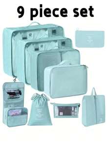 9pcs/Set Multifunctional Travel Organizer Bags, Various Practical Organizer Components, Modular Design Made Of High-Density Waterproof Nylon, Convenient For Organization, Mesh See-Through Design