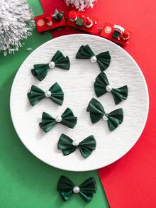 10/20/30 piezas Mini Lazos Navideños, Pequeños Lazos Rojos y Verdes Hechos a Mano para Decoraciones de Árbol de Navidad, Manualidades DIY, Suministros para Decoración de Navidad, Acción de Gracias, Boda y Fiesta