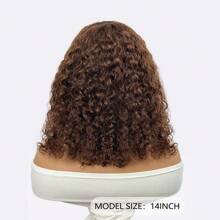 200% Glueless Human Hair Chocolate Brown Deep Wave HD Lace Front Wigs Curly Bob Wig Human Hair 13x4 Chocolate Brown Deep Wave Wig Human Hair Pre Plucked With Baby Hair Brazilian Virgin Colored #4 Short Bob Wigs Human Hair