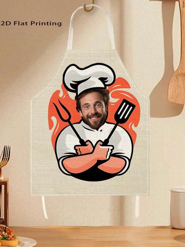 1 pieza Delantal de chef con retrato personalizado, regalo de delantal de retrato de chef personalizado, delantal de hobby de cocina y hornear, regalo para madre o chef