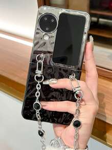 1 pieza Estuche protector de teléfono con degradado de onda de agua de color completo, estilo vintage minimalista, las posiciones de hole reales pueden variar según el modelo