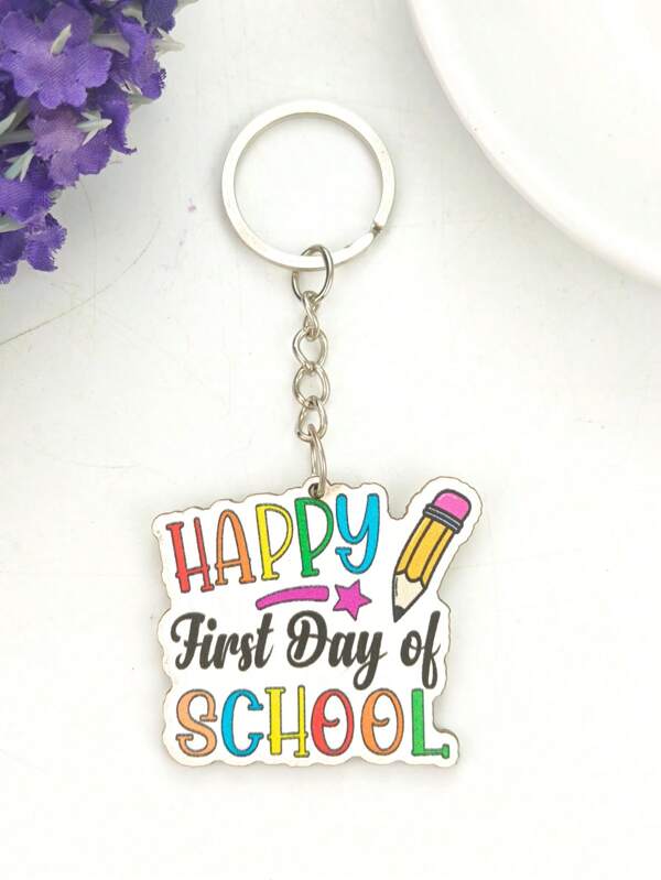 1pc Graduation/Back To School Creative Letter Pencil Design Wooden Tag Keychain, Casual School Style "Happy" Wooden Tag Keychain, Graduation/First Day Of School Gift For Teachers And Students, Beautiful And Fashionable Wooden Tag Car Accessories Cute Goth Y2k Bag Accessories Lanyards With Id Holder Car Accessories Bag Charms
