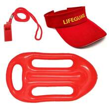 1-4pcs Carnival Lifeguard Costume Set, Holiday Fun Lifeguard Role Play, Beach Sun Hat, Red Fashion Sunglasses, Whistle, Surfboard Bag, Beach Vacation Outfit - Multicolor - View 10